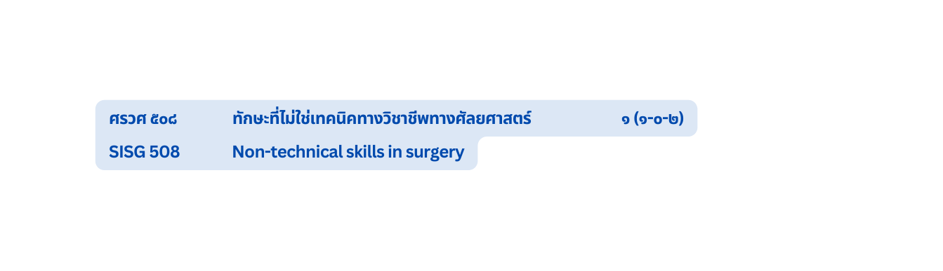 ศรวศ ๕๐๘ ท กษะท ไม ใช เทคน คทางว ชาช พทางศ ลยศาสตร ๑ ๑ ๐ ๒ SISG 508 Non technical skills in surgery