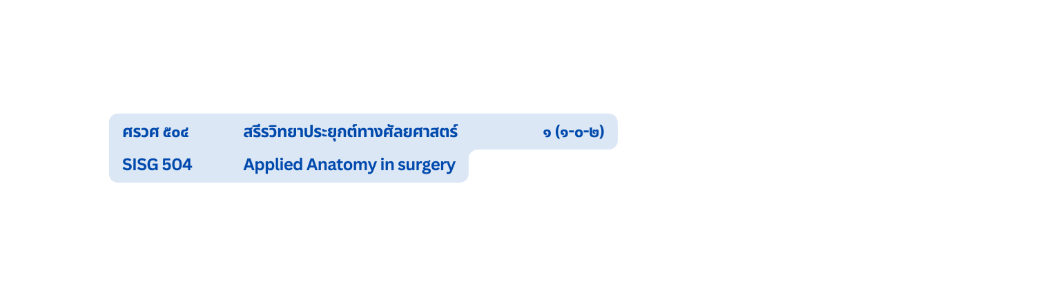 ศรวศ ๕๐๔ สร รว ทยาประย กต ทางศ ลยศาสตร ๑ ๑ ๐ ๒ SISG 504 Applied Anatomy in surgery